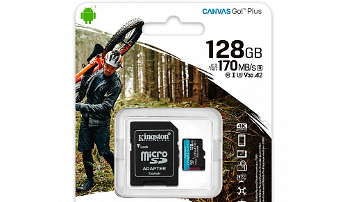 Карта памяти micro SDXC 128GB Kingston Canvas Go Plus UHS-I U3 A2 + ADP (170/90 MB/s)